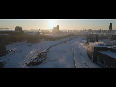 Wismar Winter Wunderland von oben.