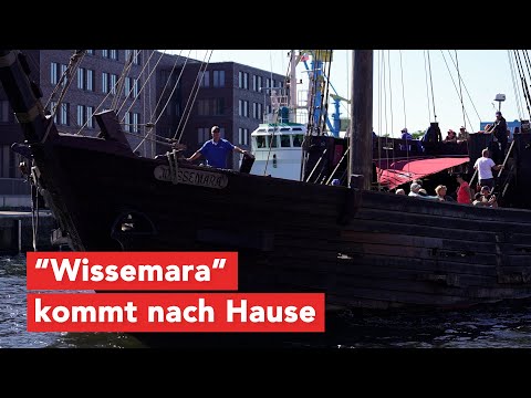 Die Kogge “Wissemara” kommt nach der Hansesail wieder in den Heimathafen