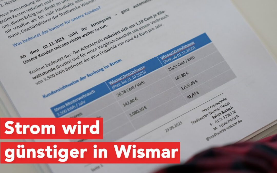 Stadtwerke Wismar senken Strompreise ab 1. November